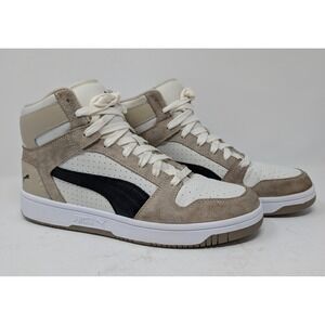 Puma Rebound Layup High Top Sneakers Mens 11.5 White Tan Basketball VERY NICE!